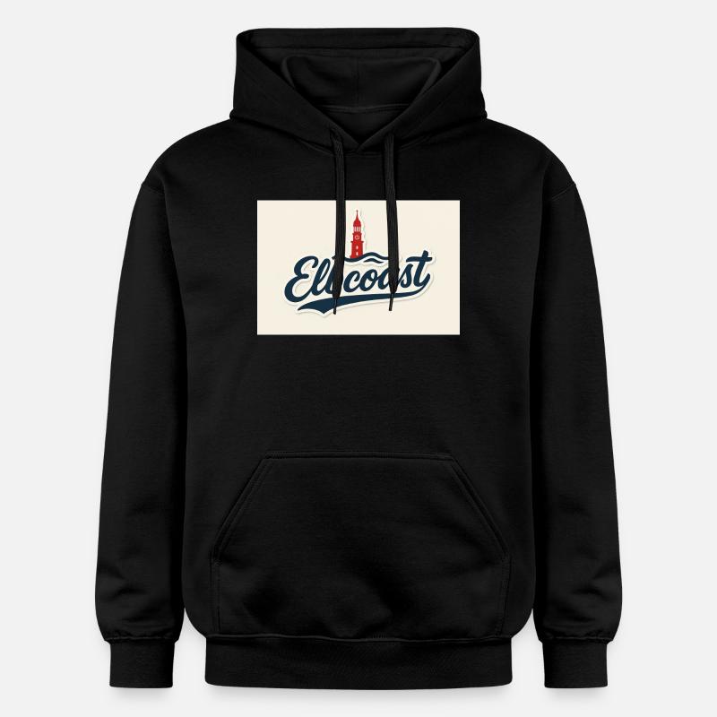 20251020_1804_Elbcoast_Schriftzug_Design_simple - Sweat à capuche Softstyle® Gildan Unisexe - noir