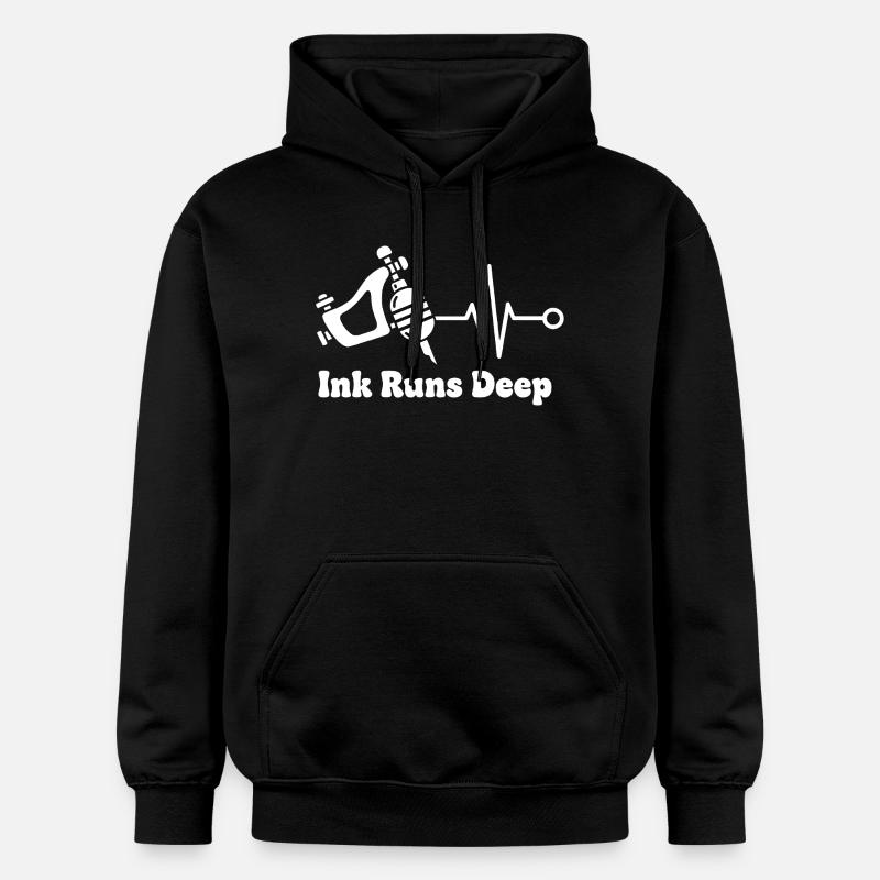 Ink Runs Deep Tattoo Pulse - Gildan Unisex Softstyle® Midweight Hoodie - Schwarz