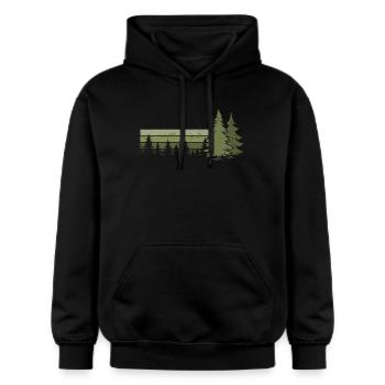 Forêt Arbres Nature Nature Amoureux Nature Conifère - Sweat à capuche Softstyle® Gildan Unisexe - noir - Devant - Marisol (170cm) & Nik (191cm)