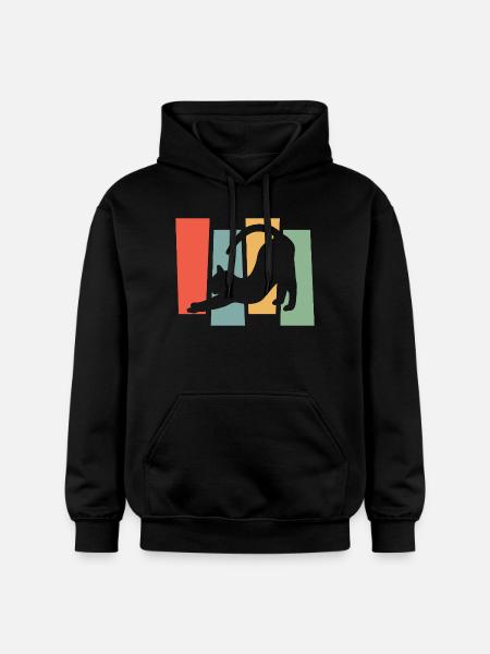 Katzen-Silhouette vor Farbblöcken - Gildan Unisex Softstyle® Midweight Hoodie - Schwarz