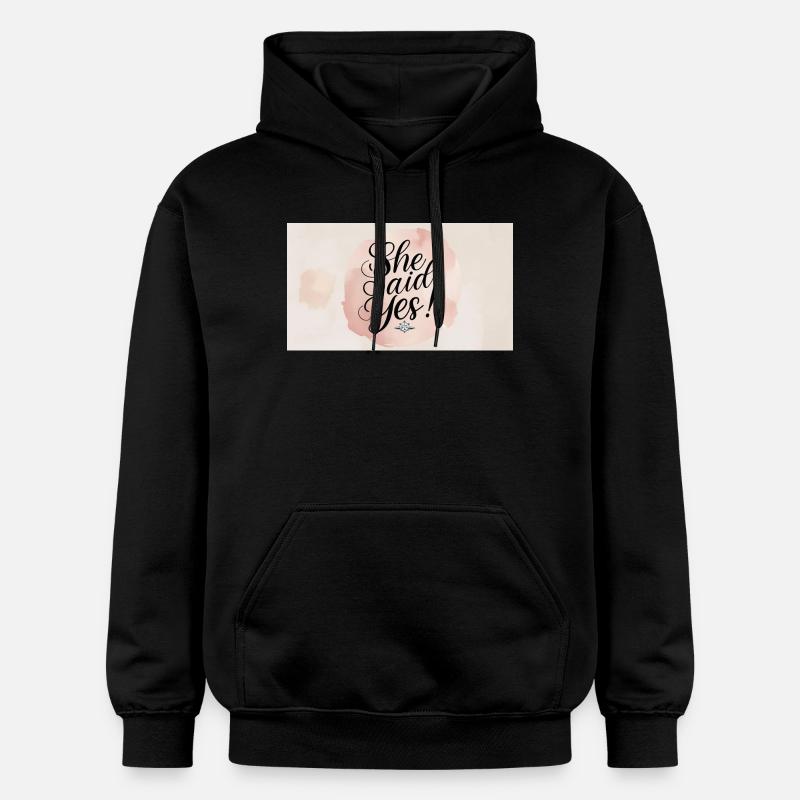 Sie sagte Ja – Verlobungsfeier Stil - Sweat à capuche Softstyle® Gildan Unisexe - noir
