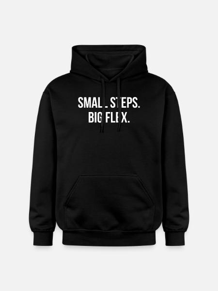 SMALL STEPS. BIG FLEX. | Greyline Official - Gildan Unisex Softstyle® Midweight Hoodie - black