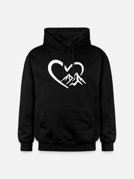 Berge - Berglandschaft Panorama mit Herz - Gildan Unisex Softstyle® Midweight Hoodie - Schwarz