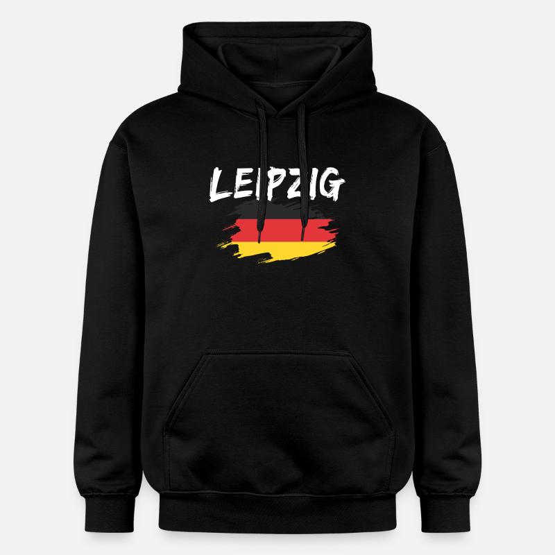 Leipzig Allemagne Drapeau - Sweat à capuche Softstyle® Gildan Unisexe - noir