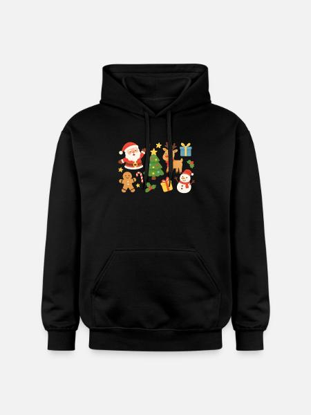 Christmas Magic Santa Reindeer Tree - Gildan Unisex Softstyle® Midweight Hoodie - black