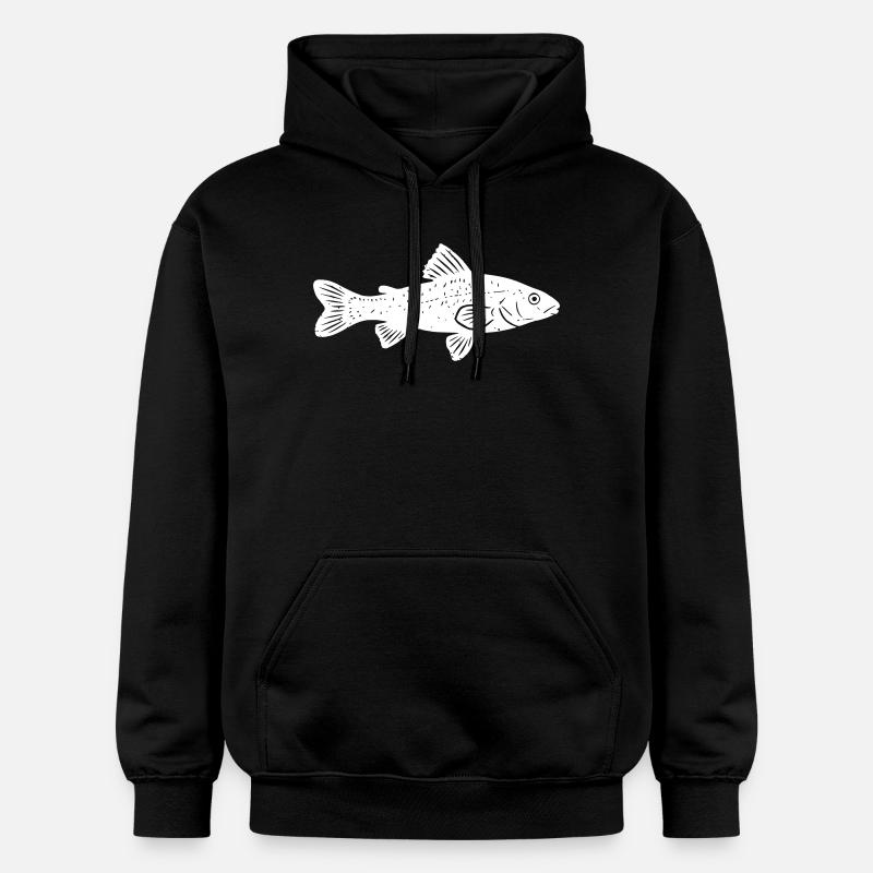 Vecteur nature du pêcheur gris - Sweat à capuche Softstyle® Gildan Unisexe - noir