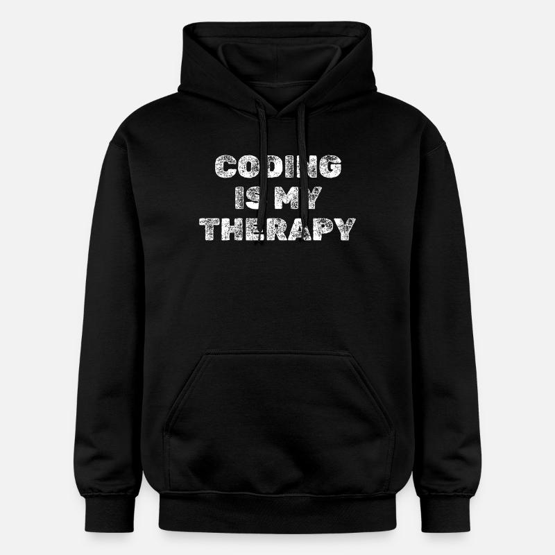 Coding Is My Therapy Programmierer Shirt - Gildan Unisex Softstyle® Midweight Hoodie - Schwarz
