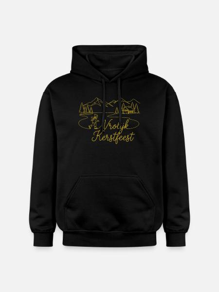 Vrolijk Kerstfeest Christmas winter landscape - Gildan Unisex Softstyle® Midweight Hoodie - black
