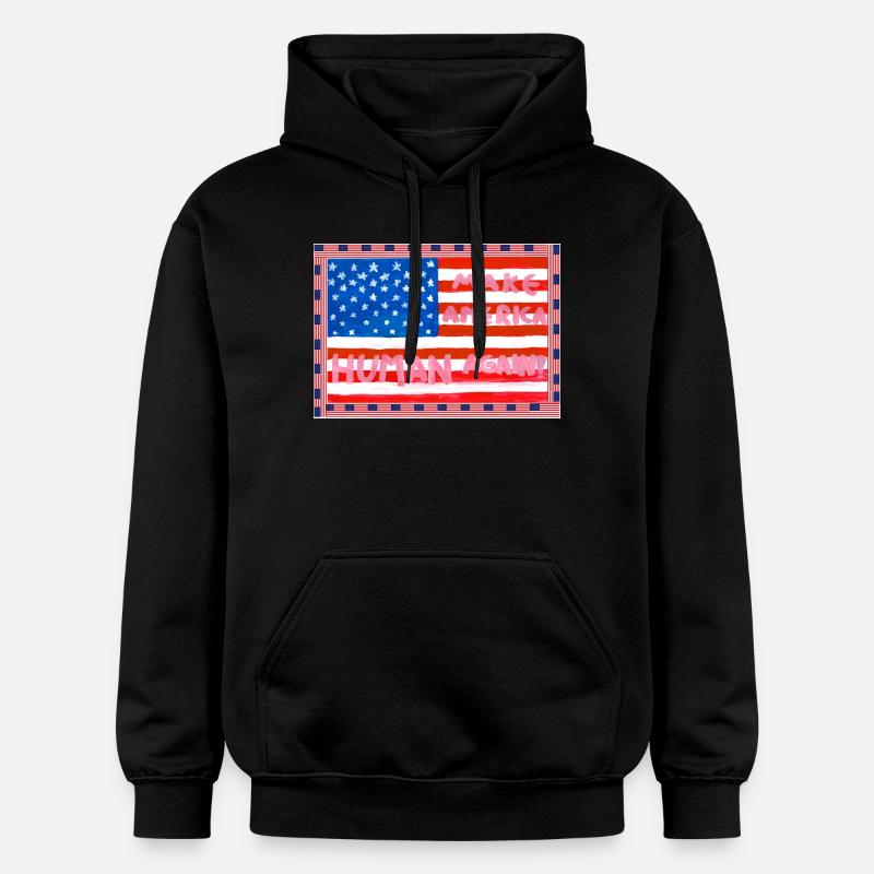 MAKE_AMERICA_HUMAN_AGAIN _A5 - Sweat à capuche Softstyle® Gildan Unisexe - noir