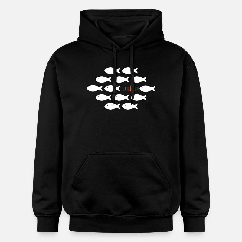 Poisson plaid unique - Sweat à capuche Softstyle® Gildan Unisexe - noir