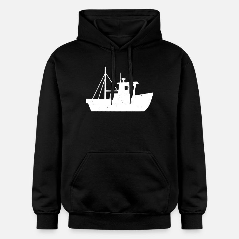 Fischkutter Boot Nordsee Vektor - Gildan Unisex Softstyle® Midweight Hoodie - Schwarz