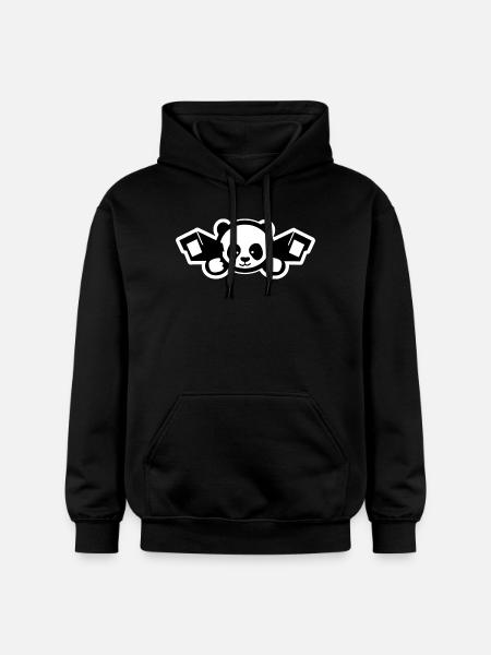 Cute Surveillance Panda – Political Irony - Gildan Unisex Softstyle® Midweight Hoodie - black