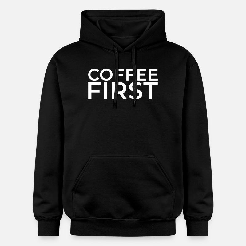 Café d’abord - Impression blanche - Sweat à capuche Softstyle® Gildan Unisexe - noir