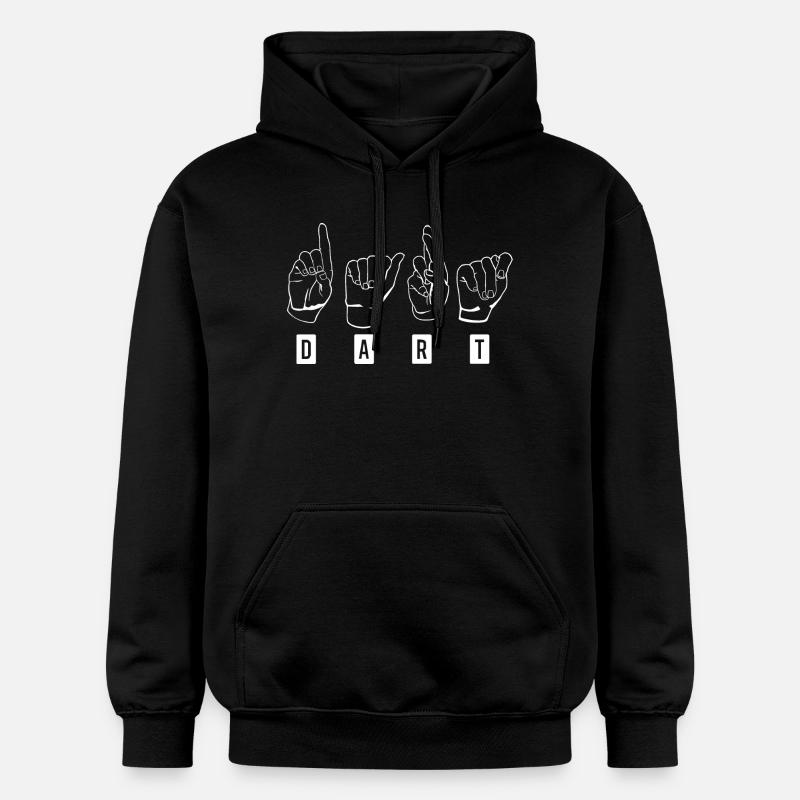 Fléchettes, fléchettes, fléchettes Gebärdensprache_Wei ß - Sweat à capuche Softstyle® Gildan Unisexe - noir