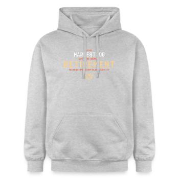 La retraite : le métier le plus difficile (typographie) - Sweat à capuche Softstyle® Gildan Unisexe - gris clair chiné - Devant - Liana (172cm) & Jaron (178cm)