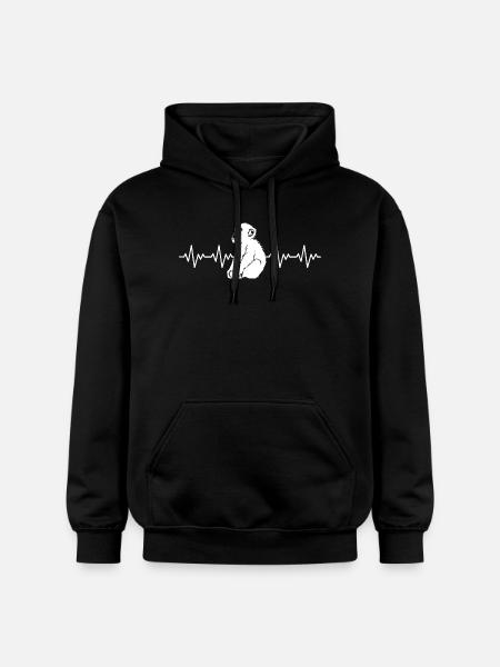 Monkey Chimpanzee ECG Heartbeat - Gildan Unisex Softstyle® Midweight Hoodie - black