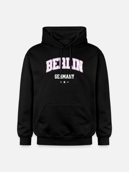 Berlin Pink Varsity Germany - Gildan Unisex Softstyle® Midweight Hoodie - black