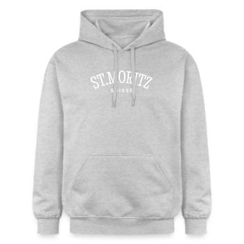 St. Moritz - Suisse - Switzerland - Swiss - Gildan Unisex Softstyle® Midweight Hoodie - light heather grey - Front - Liana (172cm) & Jaron (178cm)