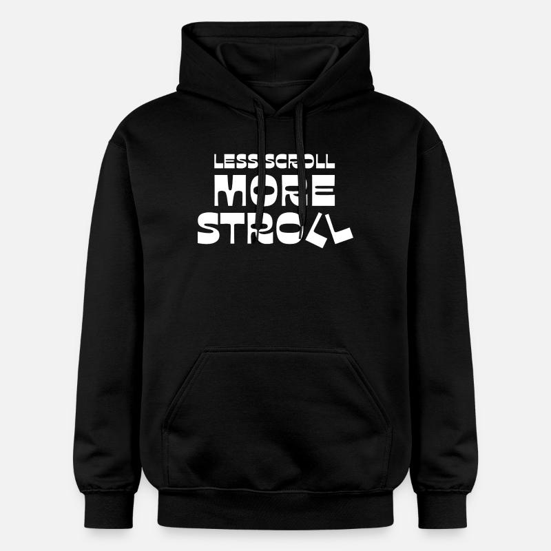 Less Scroll More Stroll - Gildan Unisex Softstyle® Midweight Hoodie - black