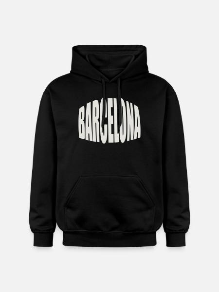 Barcelona Large Logo - Gildan Unisex Softstyle® Midweight Hoodie - black