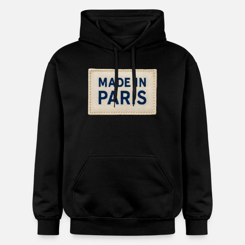 Patch Fait à Paris Tissu - Sweat à capuche Softstyle® Gildan Unisexe - noir