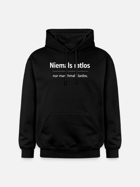 Niemals ratlos, nur planlos manchmal - Gildan Unisex Softstyle® Midweight Hoodie - Schwarz