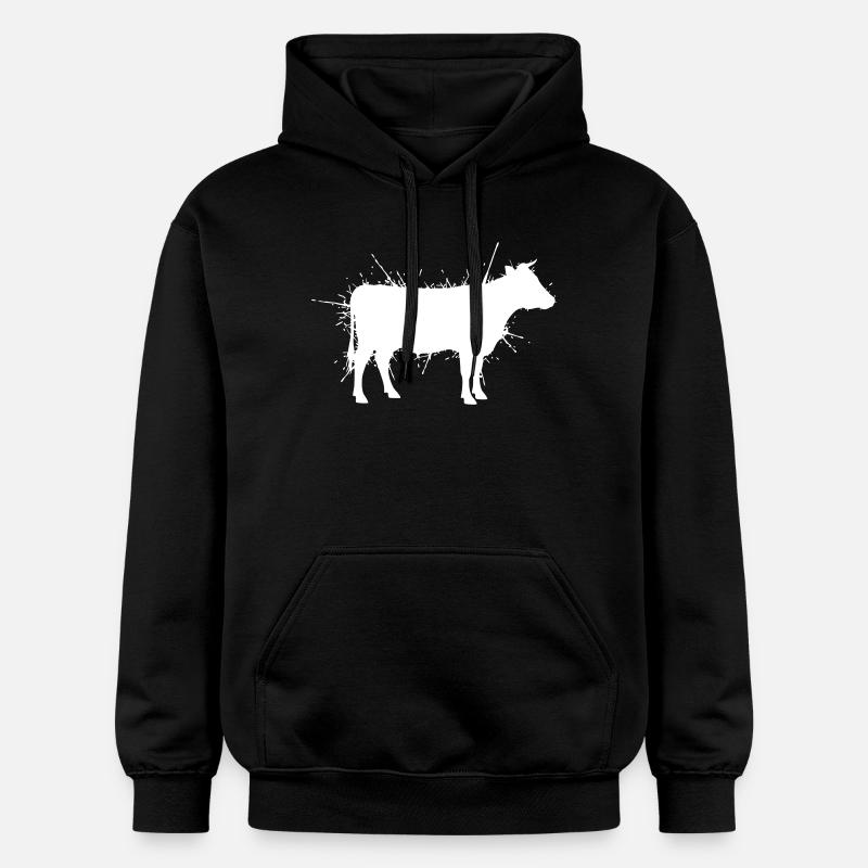 Cow Silhouette Grunge Splash Vector - Gildan Unisex Softstyle® Midweight Hoodie - black
