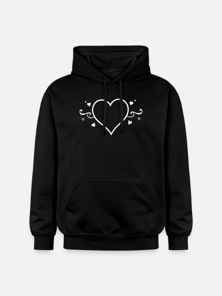 Cadeau de la Saint-Valentin Heart White - Sweat à capuche Softstyle® Gildan Unisexe - noir