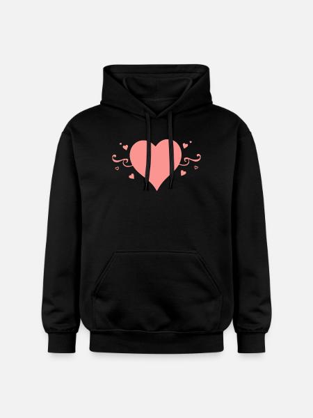 Valentines Pink Heart, Valentine's Day - Gildan Unisex Softstyle® Midweight Hoodie - black