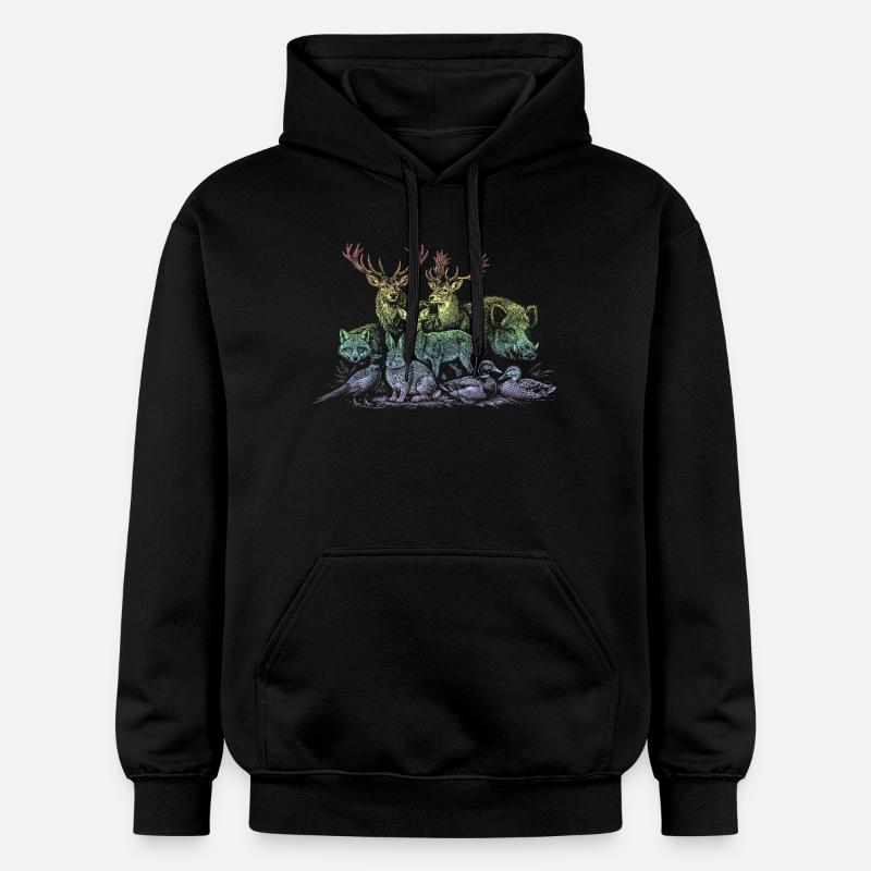Rehherde im Regenbogen - Gildan Unisex Softstyle® Midweight Hoodie - Schwarz