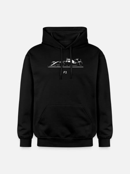 F1 Race Car Silhouette on Black - Gildan Unisex Softstyle® Midweight Hoodie - black