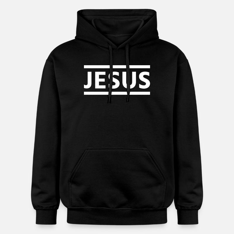Bold Jesus Typography - Gildan Unisex Softstyle® Midweight Hoodie - black