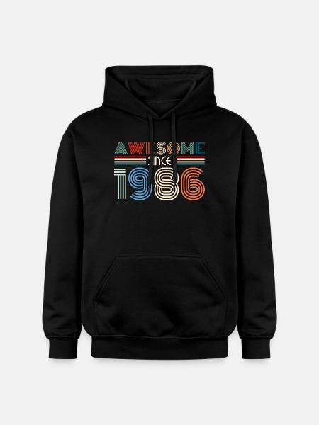 Awesome Since 1986 Retro Stripes - Gildan Unisex Softstyle® Midweight Hoodie - Schwarz
