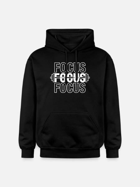 FOCUS Gym Motivation Barbell - Gildan Unisex Softstyle® Midweight Hoodie - black