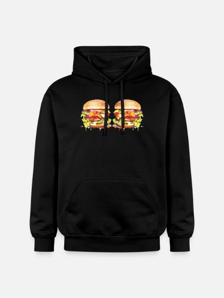 Explosion de l’aquarelle de Burger - Sweat à capuche Softstyle® Gildan Unisexe - noir