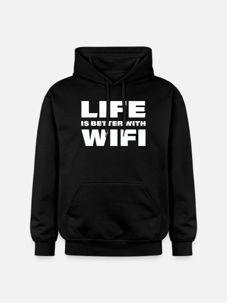 LIFE IS BETTER WITH WIFI - Gildan Unisex Softstyle® Midweight Hoodie - black
