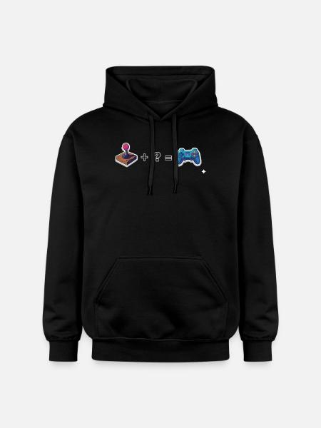 Retro joystick meets gamepad - Gildan Unisex Softstyle® Midweight Hoodie - black
