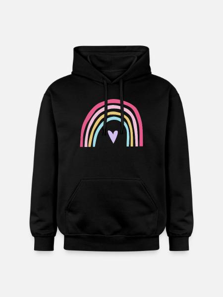 Rainbow pastel pink purple - Gildan Unisex Softstyle® Midweight Hoodie - black