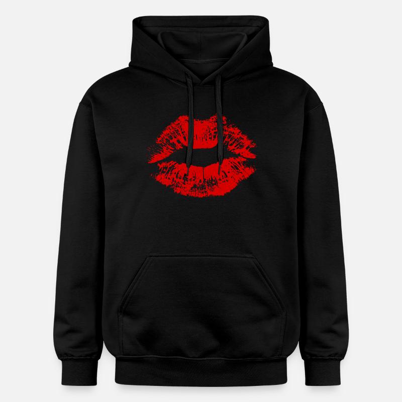 Kissing Lips Lipstick Cadeau Couples - Sweat à capuche Softstyle® Gildan Unisexe - noir