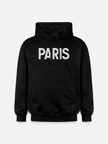 Paris White Geometric Typography - Gildan Unisex Softstyle® Midweight Hoodie - black