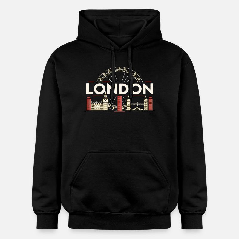 Londres Skyline et Grande Roue - Sweat à capuche Softstyle® Gildan Unisexe - noir