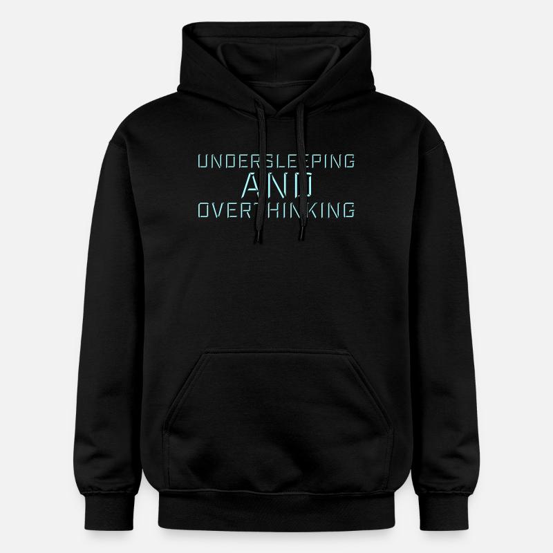 Undersleeping And Overthinking Lustig Müde Spruch - Gildan Unisex Softstyle® Midweight Hoodie - Schwarz