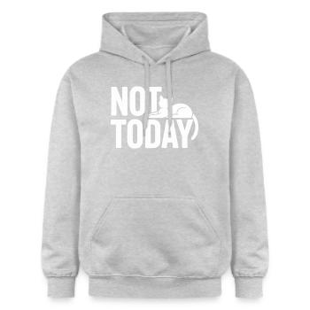 Katzen Spruch Not Today Büro Cat Homeoffice Katze - Gildan Unisex Softstyle® Midweight Hoodie - Hellgrau meliert - Vorne - Liana (172cm) & Jaron (178cm)