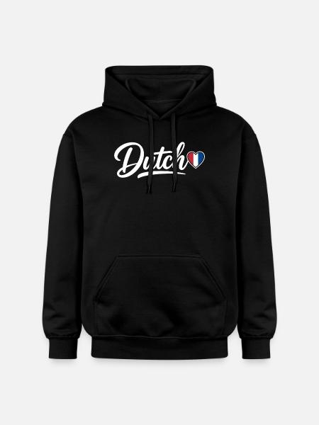 Dutch Script with Flag Heart Fan Patriotic - Gildan Unisex Softstyle® Midweight Hoodie - black