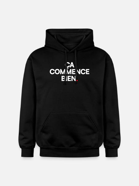ÇA COMMENCE BIEN | Expression humour minimal - Sweat à capuche Softstyle® Gildan Unisexe - noir