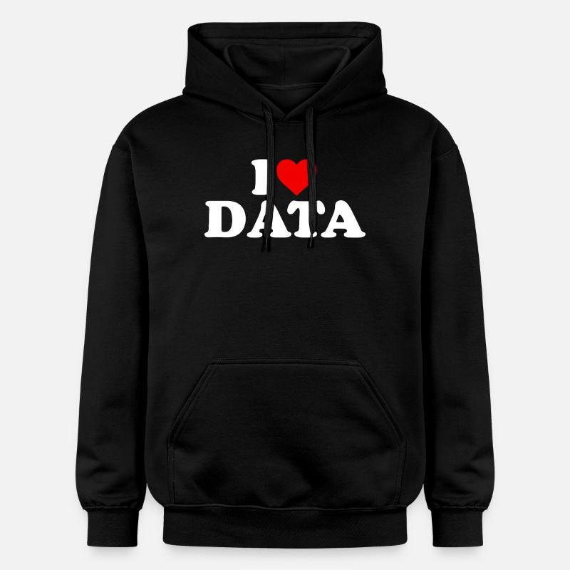 J’adore les données - Cœur - Sweat à capuche Softstyle® Gildan Unisexe - noir
