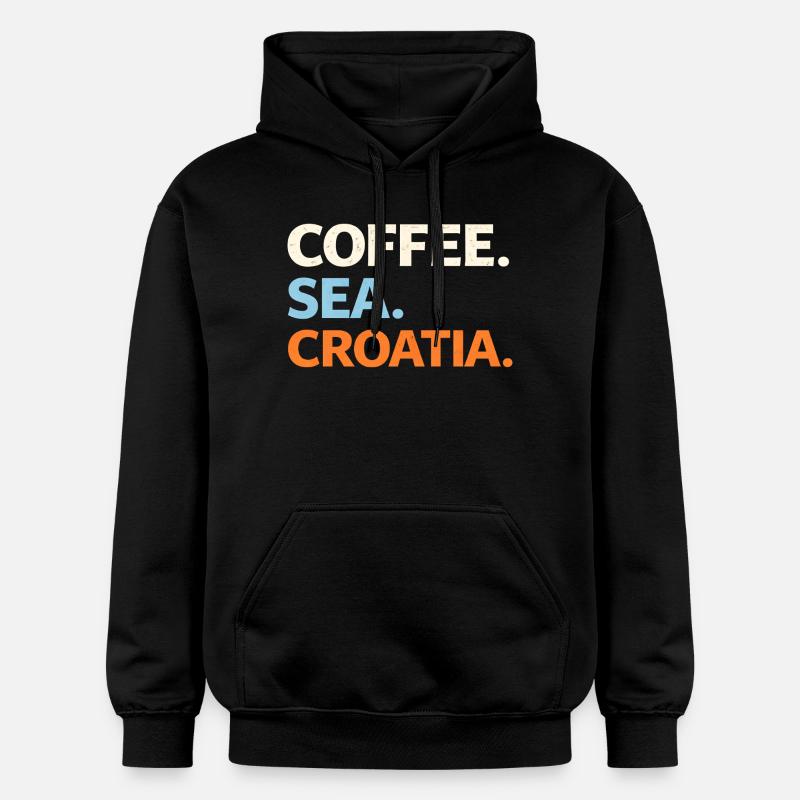 Café. Mer. Croatie (Hrvatska). - Sweat à capuche Softstyle® Gildan Unisexe - noir
