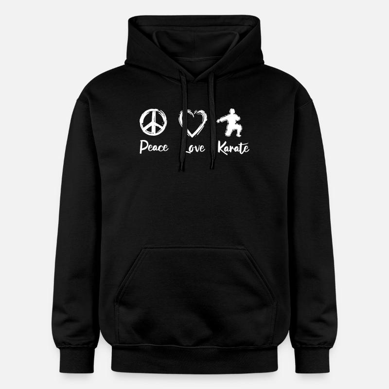 Paix, Amour, Karaté, - Sweat à capuche Softstyle® Gildan Unisexe - noir