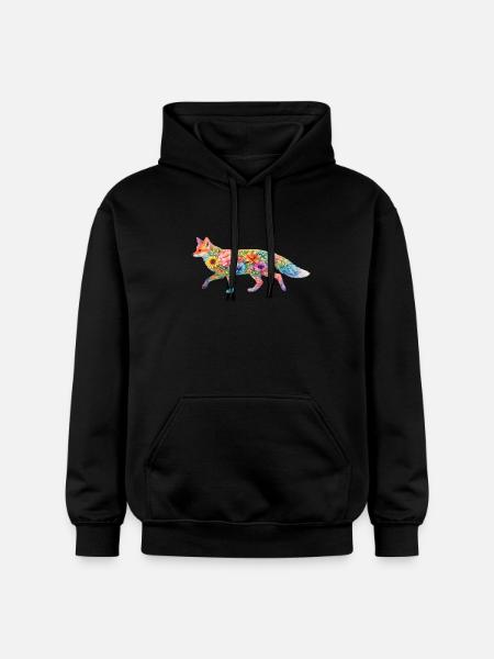 Fuchs Aquarell Silhouette Blumen - Gildan Unisex Softstyle® Midweight Hoodie - Schwarz