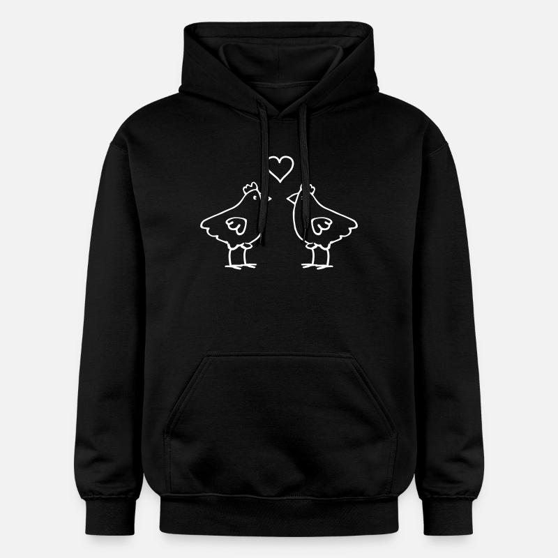 Duo d’oiseaux au cœur - Sweat à capuche Softstyle® Gildan Unisexe - noir